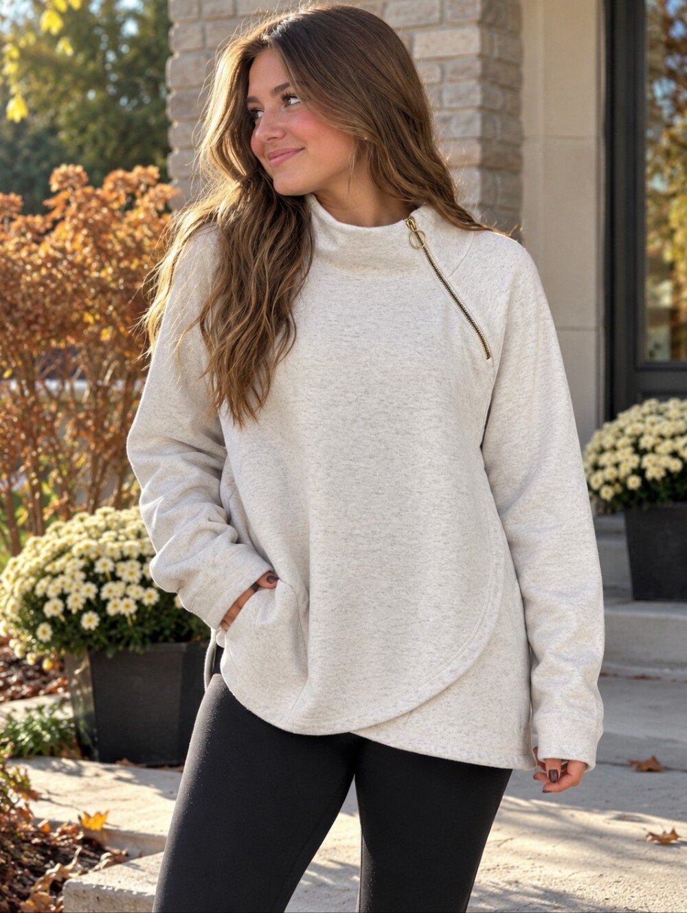 Athleta Cozy Karma Asym Pullover Size Large Tall